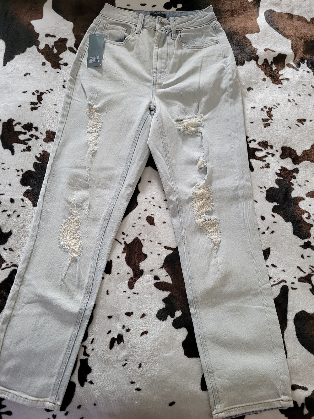 wild fable Light Gray Distressed Straight Leg Jeans